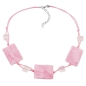 Preview: Kette 3x 35x25mm-Viereck gewellt rosa-marmoriert Kordel 45cm