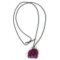 Preview: Kette 35x32x18mm Elefant Kunststoff fuchsia-weiß marmoriert Kordel schwarz 100cm