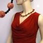 Preview: Kette 18mm Gravurperlen orange-rot-goldfarben Kunststoff 50cm