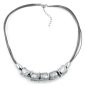 Preview: Kette 18x6mm Perle Kunststoff grau-silber-transparent Kordel grau 50cm