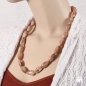 Preview: Kette 25x17mm Winkelperle Kunststoff natur-beige-marmoriert glänzend 60cm