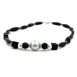 Preview: Kette 18mm Perle Kunststoff chrom matt Rillenolive schwarz 55cm