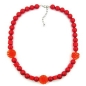 Preview: Kette 20mm 3x Spiralperle Kunststoff rot transparent und rote Perlen 52cm