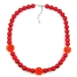 Preview: Kette 20mm 3x Spiralperle Kunststoff rot transparent und rote Perlen 52cm