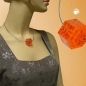 Preview: Kette Drahtkette Stufenperle orange-transparent Kunststoffperlen 45cm