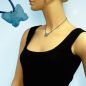 Preview: Kette Kinderkette Schmetterling Kunststoff hellblau mit Schliff Kordel dunkelblau 42cm