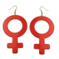 Preview: Ohrhaken Ohrring 100x50mm Frauenzeichen weibliches Symbol rot Kunststoff