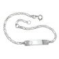 Preview: Schildarmband 2mm Figarokette mit Herz Armband mit Gravurplatte 25x5x1mm Silber 925 19cm