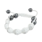 Preview: Shamballa Armband white Totenkopf-Motiv mit Kristallen und Hämatit