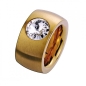 Preview: Ring Edelstahl vergoldet 14mm mit Zirkonia kristall