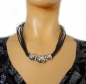 Preview: Collier LeBijou Lederband mit Kugeln