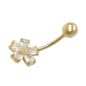 Preview: Bauchnabelpiercing Banana 23x10mm Blume Zirkonia 9Kt GOLD