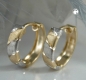 Preview: Creole Ohrring 12x3mm Klappscharnier bicolor rhodiniert 9Kt GOLD