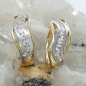 Preview: Creole Ohrring 13x5mm Klappscharnier bicolor Zirkonias 9Kt GOLD