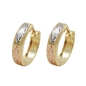 Preview: Creole Ohrring 12x3mm Klappscharnier tricolor diamantiert 9Kt GOLD