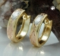 Preview: Creole Ohrring 12x3mm Klappscharnier tricolor diamantiert 9Kt GOLD