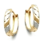 Preview: Creole Ohrring 12x3mm Klappscharnier bicolor diamantiert 9Kt GOLD