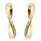 Preview: Creole Ohrring 23x15x2mm oval diamantiert 9Kt GOLD