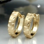 Preview: Creole Ohrring 11x3mm Klappscharnier mattiert diamantiert 9Kt GOLD