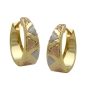 Preview: Creole Ohrring 14x13x5mm Klappscharnier tricolor diamantiert 9Kt GOLD