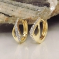 Preview: Creole 13x5mm Klappscharnier Tropfenform mit Zirkonias 9Kt GOLD