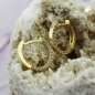 Preview: Creole Ohrring 13x2mm Klappscharnier mit Zirkonias 9Kt GOLD