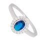 Preview: Ring Zirkonia blau weiss Silber 925 Gr. 52