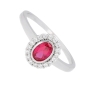 Preview: Ring Zirkonia rot weiss Silber 925 Gr. 54