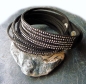 Preview: Armband schwarzes Velourleder Kristall Jet-Hematite