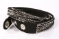 Preview: Armband schwarzes Velourleder Kristall Jet-Hematite