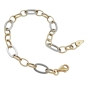 Preview: Armband 7mm Ankerkette Gliederkette oval bicolor durchlegiert Weißgold 9Kt GOLD 19cm