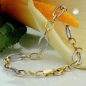 Preview: Armband 7mm Ankerkette Gliederkette oval bicolor durchlegiert Weißgold 9Kt GOLD 19cm