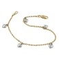 Preview: Armband 1,7mm Ankerkette mit 5 Herzen bicolor rhodiniert 9Kt GOLD 19cm