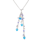 Preview: Collier Kette mit blauen Achat Herzen und Mondstein 925 Silber