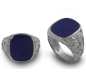 Preview: Siegelring antike Platte Lapis Lazuli 16,5x14,5 mm 925 Silber