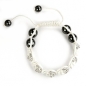 Preview: Shamballa Armband white Totenkopf-Motiv mit Kristallen und Hämatit