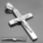 Preview: Anhänger 28x19mm Kreuz mit Jesus glänzend rhodiniert Silber 925