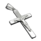 Preview: Anhänger 28x19mm Kreuz mit Jesus glänzend rhodiniert Silber 925