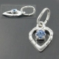 Preview: Anhänger 8x6mm Herz mit Glasstein hellblau Silber 925