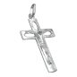 Preview: Anhänger 29x17mm Kreuz mit Jesus durchbrochen glänzend Silber 925