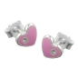 Preview: Ohrstecker Ohrring 6x7mm Kinderohrring Herz pink lackiert Silber 925