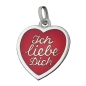 Preview: Anhänger 17x16mm Herz rot lackiert - Ich liebe Dich- Silber 925