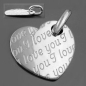 Preview: Anhänger 20x22mm Herz mit all-over-Prägung - I love you - glänzend Silber 925