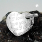 Preview: Anhänger 20x22mm Herz mit all-over-Prägung - I love you - glänzend Silber 925