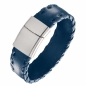 Preview: Armband Echtleder blau 22cm Edelstahl