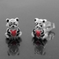 Preview: Ohrstecker Ohrring 7x6mm Kinderohrring Panda Bär farbig lackiert Silber 925