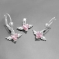 Preview: Set 13x8mm Anhänger und Ohrringe Herz-Zirkonia pink mit Flügeln Silber 925