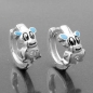 Preview: Creole 12x2mm Klappscharnier Hund hellblau lackiert mit Zirkonia Silber 925