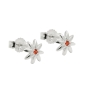 Preview: Ohrstecker Ohrring 6mm Blume glänzend mit Zirkonia rot-orange Silber 925