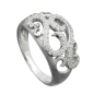 Preview: Ring 11mm floral mit vielen Zirkonias glänzend rhodiniert Silber 925 Ringgröße 60